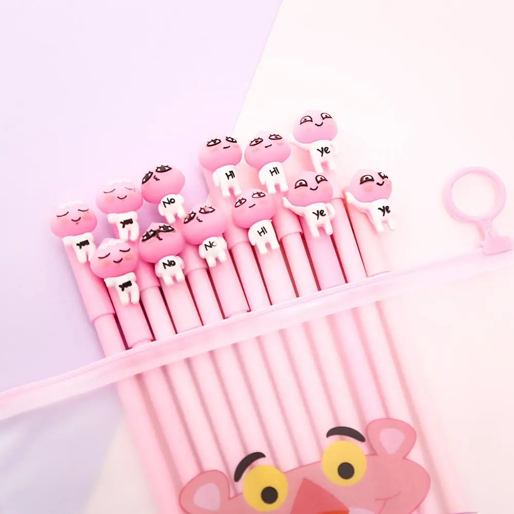 

12pcs Korean Anime Peach Gel Pen Kawaii Cartoon Stationary Store Thing Cute School Office Supply Kawai Stationery Item Goods Bts