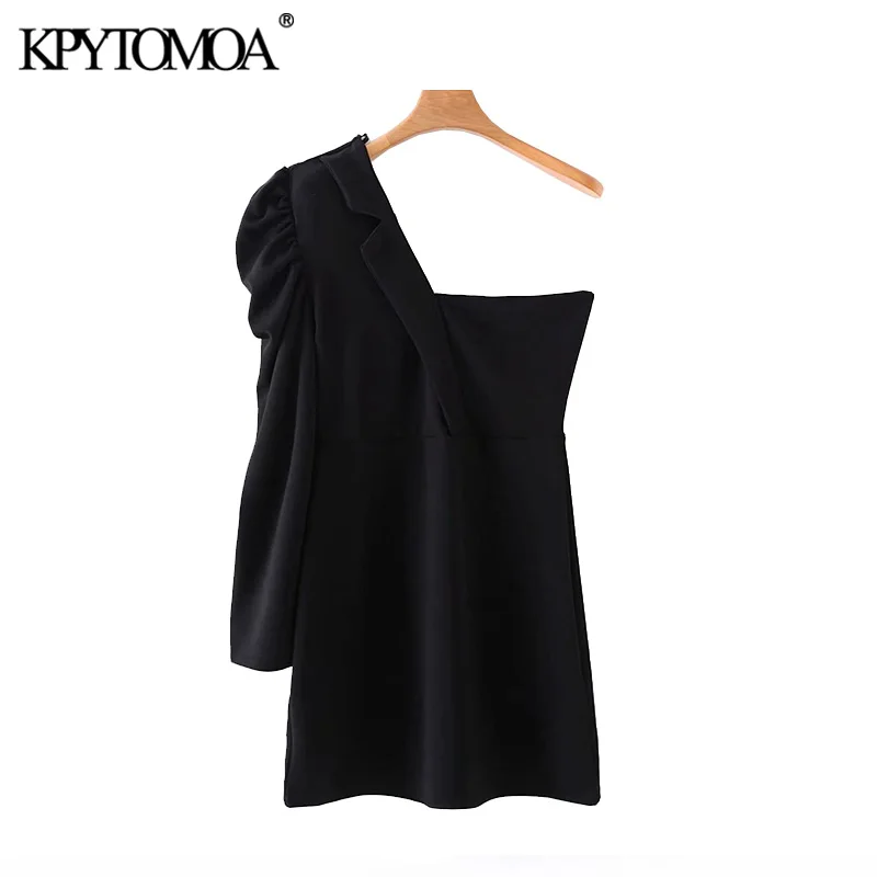 

Vintage Sexy One Shoulder Sheath Mini Dress Women 2020 Fashion Long Sleeve Party Club Female Dresses Chic Vestidos Mujer