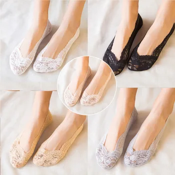 

5 pairs set calcetines antideslizante short socks invisible no show boat summer women skarpetki damskie white lace divertidos