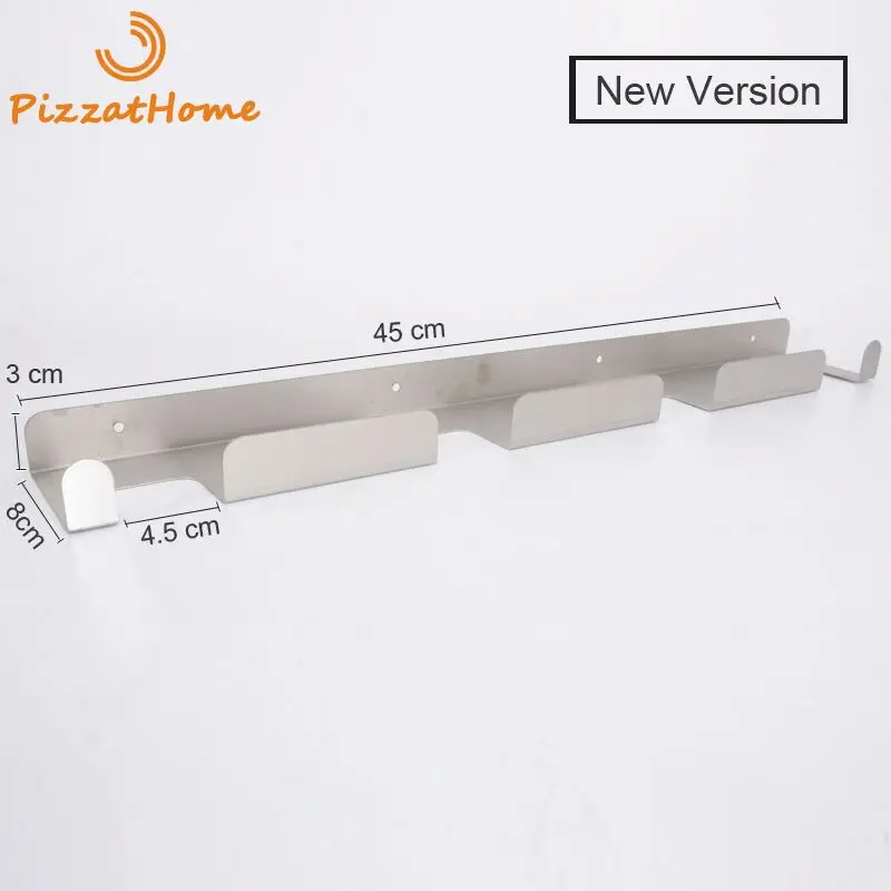 Pizza Shovel Wall Rack Brushed Stainless Steel Pizza Peel Rack Wall Mounted Hanger Shovel Holder