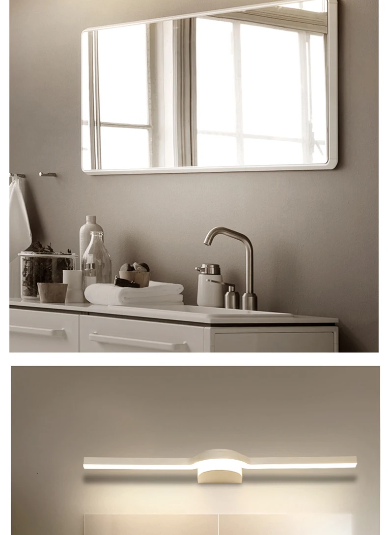Современный линейный светодиодный настенный светильник, светильники над зеркалом, Светильники для ванной комнаты, бра для помещений, освещение 0,4-0,8 см, AC90-260V