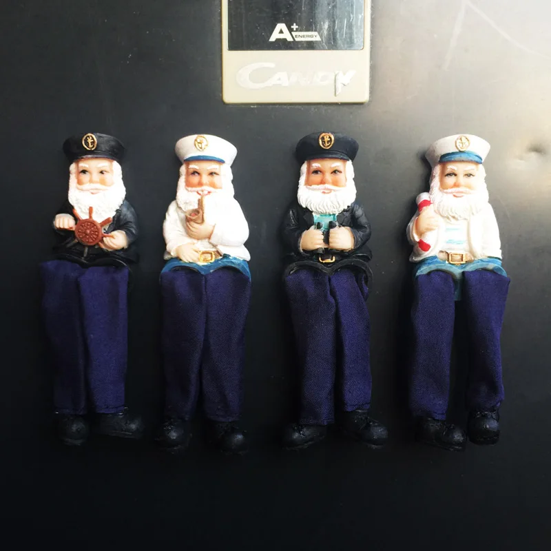 Creative Cartoon 3d Resin Captain Magnet Refrigerator Decor Mediterranean Malta Croatia Poland Tourist Fridge Souvenir | Дом и сад
