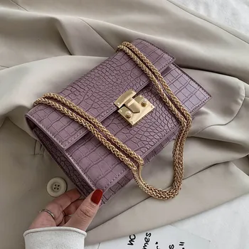 

Hot Sale Stone Pattern PU Leather Designer Crossbody Bags For Women 2020 Lock Messenger Shoulder Bag Female Travel Handbags