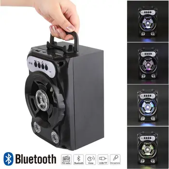

OOTDTY Large Size Bluetooth Speaker Wireless Sound System Bass Stereo with LED Light Random Color