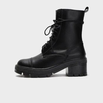 

ElisabetTang Ankle Boots For Women Autumn Winted Ladies Shoes Thick Bottom Round Toe Platform Heels Shoes Pumps Woman Zapatos