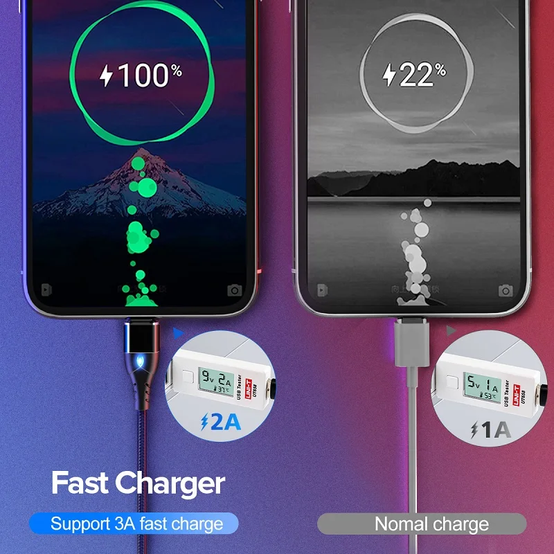 GETIHU 2 м 3A Магнитный кабель быстрой зарядки 3,0 для iPhone 11 XS X Зарядное устройство Тип C Магнит Micro USB для зарядки мобильного телефона, шнур