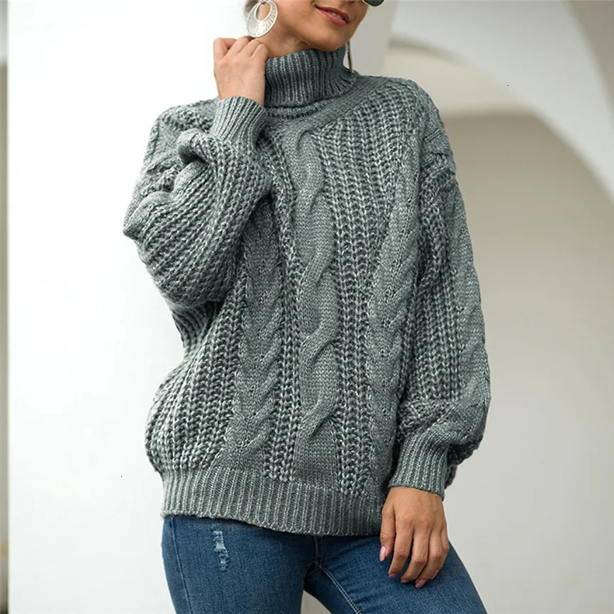 

Winter Jumper Women 2019 New Loose Pullover Sweater Turtleneck Sleeve Fashion Clothes For Female Winter Women Sweater