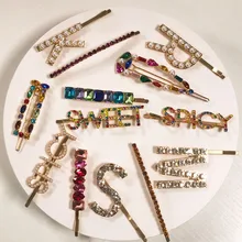 Jujia кристаллы и Стразы ручной работы буквенные заколки жемчужный дизайн для женщин булавки для волос заколка аксессуары для волос