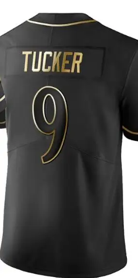 Customized Stitch For American Jersey Justin Tucker Lamar Jackson Andrews Golden Edition Black White Football | Спорт и развлечения
