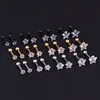 316 Stainless Steel Screw-back Star Zircons Stud Earrings 3mm to 8mm Classical Style Golden IP Plating No Easy Fade Allergy Free 1