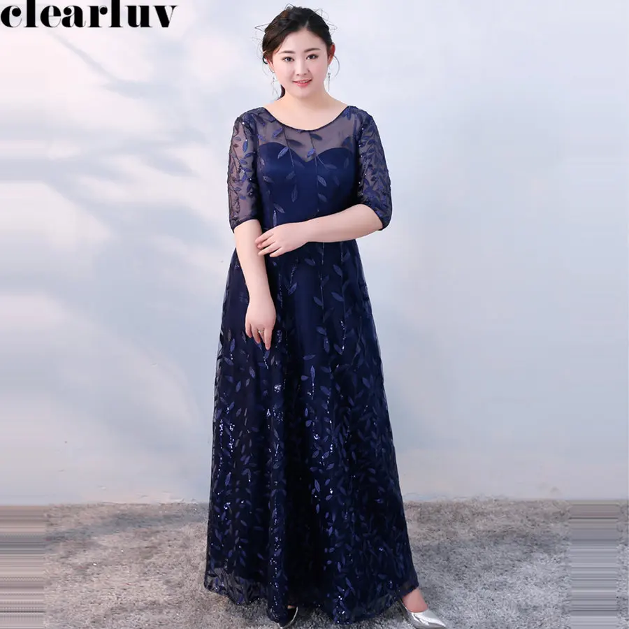

Evening Dresses Sequins Embroidery Robe De Soiree Floor Length Women Party Dresses 2019 Plus Size Half-sleeve Formal Gowns T125