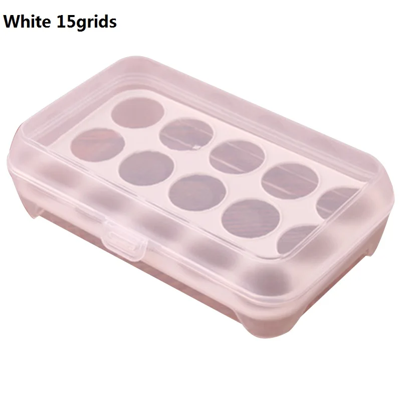 LOOZYKIT пластиковый лоток держатель для яиц контейнер для хранения Органайзер корзина с крышкой для холодильника холодильник 1 шт - Цвет: A1 15grids white
