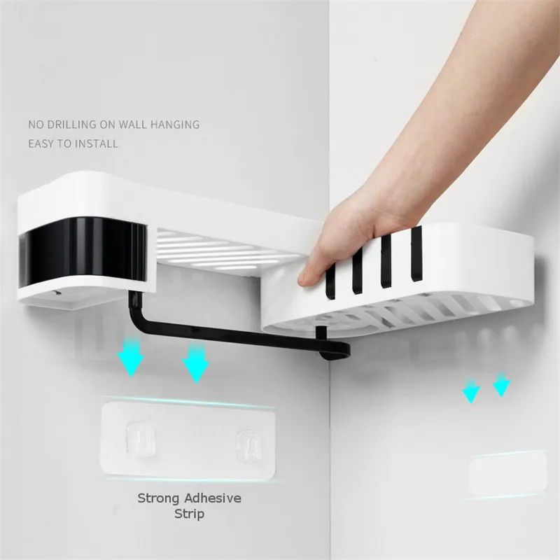 1 Pcs Corner Shower Shelf Bathroom Shampoo Holder Kitchen Storage Rack Organizer Wall Mounted Type | Обустройство дома