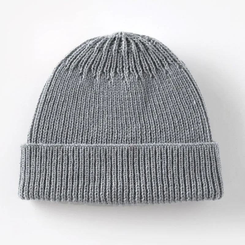 Skullcap зимние шапочки для женщин и мужчин, однотонные вязаные шапки унисекс, женские мягкие эластичные лыжные теплые короткие шапки Skullies - Цвет: Светло-серый