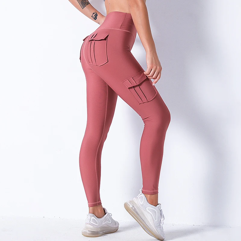 

Women Yoga Pants Solid Packet Fitness Leegings Sport Pants Female High Waist Push Up Running Workout Training Gym Trousers Tight