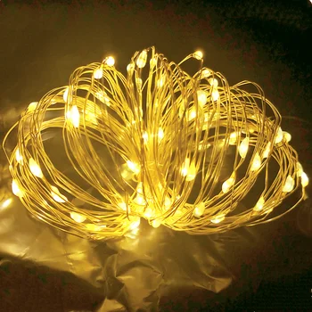 

LED String Light Silver Wire Fairy Warm White Garland Home Christmas Wedding Party Decoration Powered By Battery Batter USB 10m