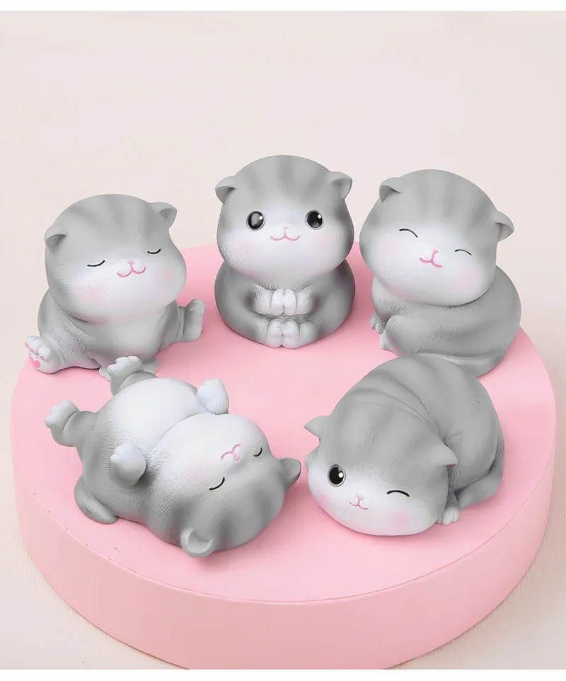 Figura de Ação Escritório em Casa Decoração do Desktop Anime Gato Terno Faça Você Mesmo Modelo Ornamento Speelgoed Carro Artesanato Arte Brinquedos Estátua 5 Pçs 10 Cheap AnimalFiguras de dinossauros