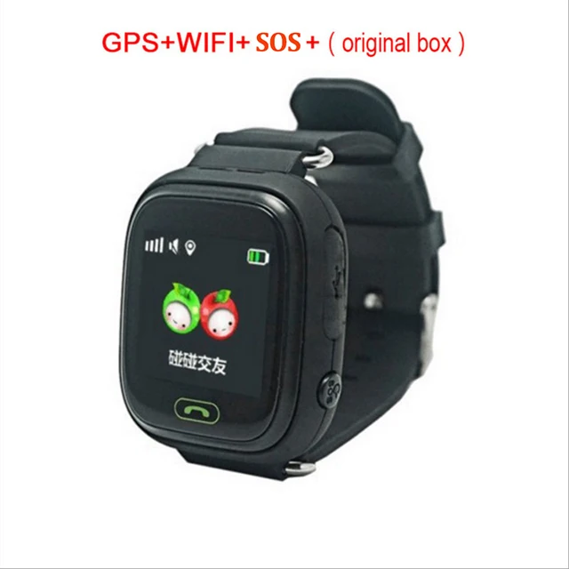 Black Q90 Детские умные часы gps телефон положение часы для детей 1,22 дюймов цветной сенсорный экран SOS детские умные часы PK Q80 Q50 - Цвет: Black