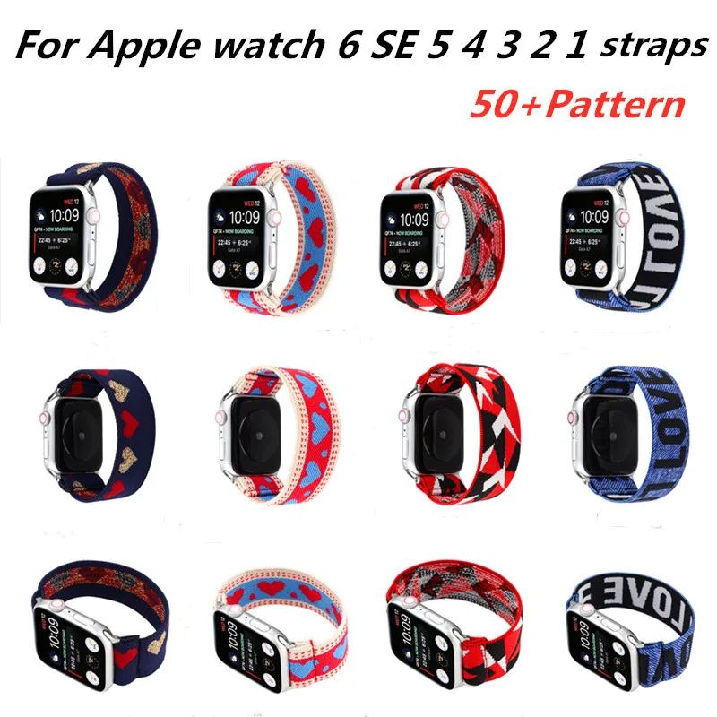 

Bohemia strap for Apple watch 40mm 44mm 38mm 42mm nylon elastic band for iwatch Series 6/SE/5/4/3/2/1 printed watch band