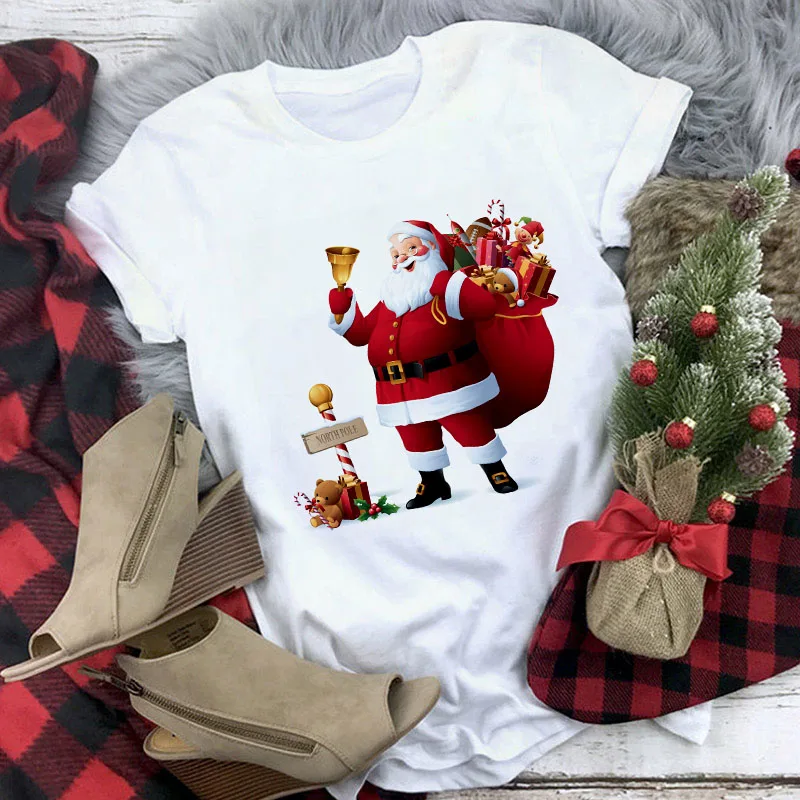 Повседневные женские футболки с рождеством, белая футболка, модная Милая футболка с рисунком оленя и лося, забавный Топ, футболка с рождественским рисунком, одежда
