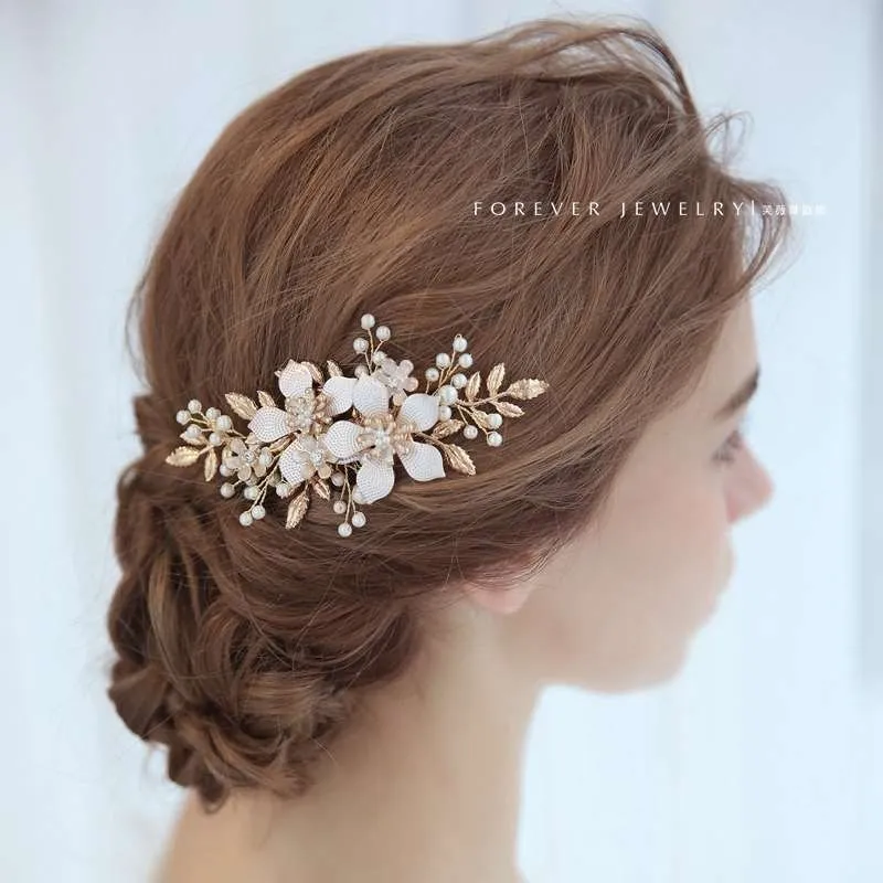 

Fairy Temperamental European and American Sweet Hair Band Princess Wedding Headdress Korean Style Bridal Wreath Golden Headband