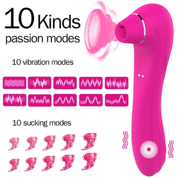 HIWUP Sex Sucking Toys Vibrator Powerful Clitoris Sucker Blowjob Tongue Stimulator Nipple Vagina Pussy Pump Sex Toys for Women 4
