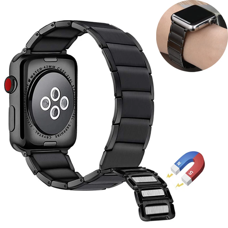 Ремешок Магнитный регулируемый для apple watch 6/SE/5/4/3/2/1 металлический браслет iwatch band 42