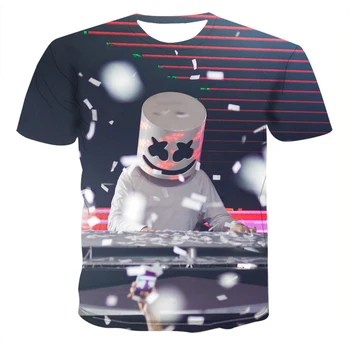 

2020 men's and women's new funny cartoon marshmallow 3D t-shirt men's and women's lovers full of fun flame color T-shirt Haraju