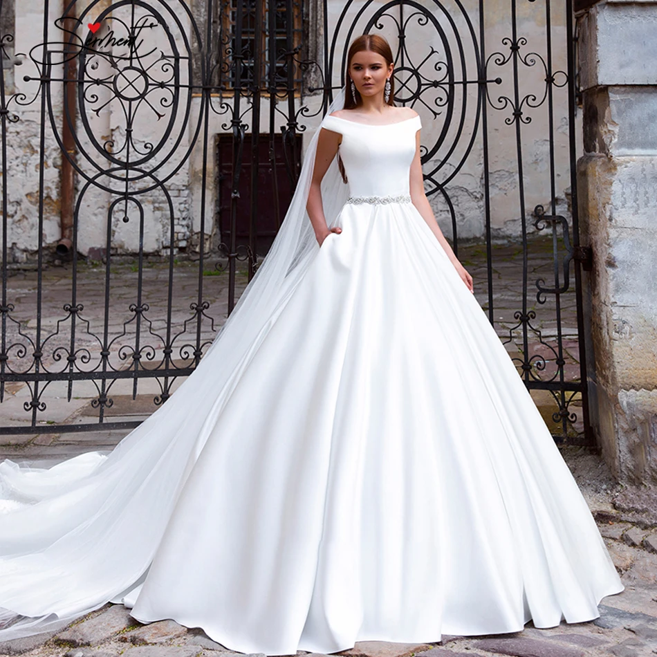 

BAZIIINGAAA Sleeveless Round Neck Simple Satin Wedding Dress Wide Shoulder Strap Fashion Bride Support Tailor-made