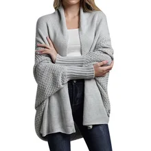 Женский кардиган, свитер, пальто, свободный длинный рукав летучая мышь, вязаный кардиган, свитер, топы, большой размер, Осенние вязаные Джемперы, верхняя одежда