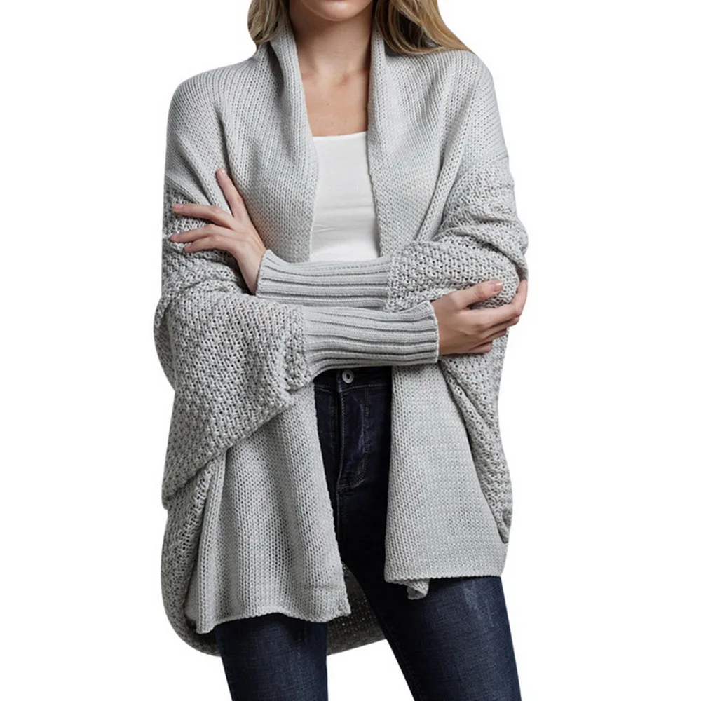 

Women's Cardigan Sweater Coats Loose Long Bat Sleeve Knitted Cardigan Sweater Tops Large Size Autumn Knitted Jumpers Outwears