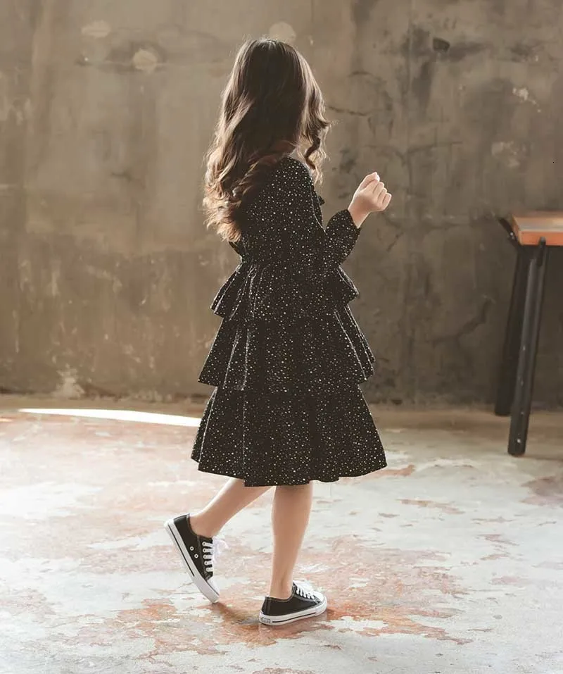 New 2019 Teen Kids Autumn Dress Black Winter Girls Dresses Fashion Children Baby Princess Dress Mother And Daughter Clothing (13)
