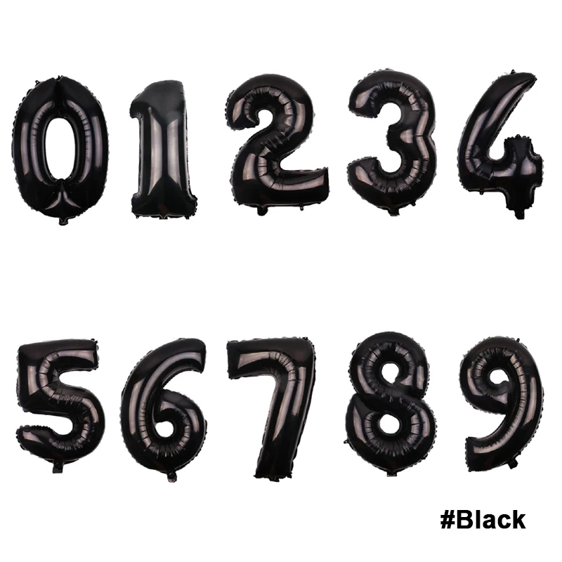 Black Большой шар с цифрами 16 32 40 дюймов надувные шары из алюминиевой фольги фигурки День Рождения украшения воздушные гелиевые шары с цифрами 40 дюймов - Цвет: Black