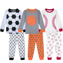 Детская зимняя Пижама для мальчиков; детская бейсбольная Спортивная Пижама с динозавром; топ с длинными рукавами и штаны для малышей; одежда для сна; комплект из 2 предметов