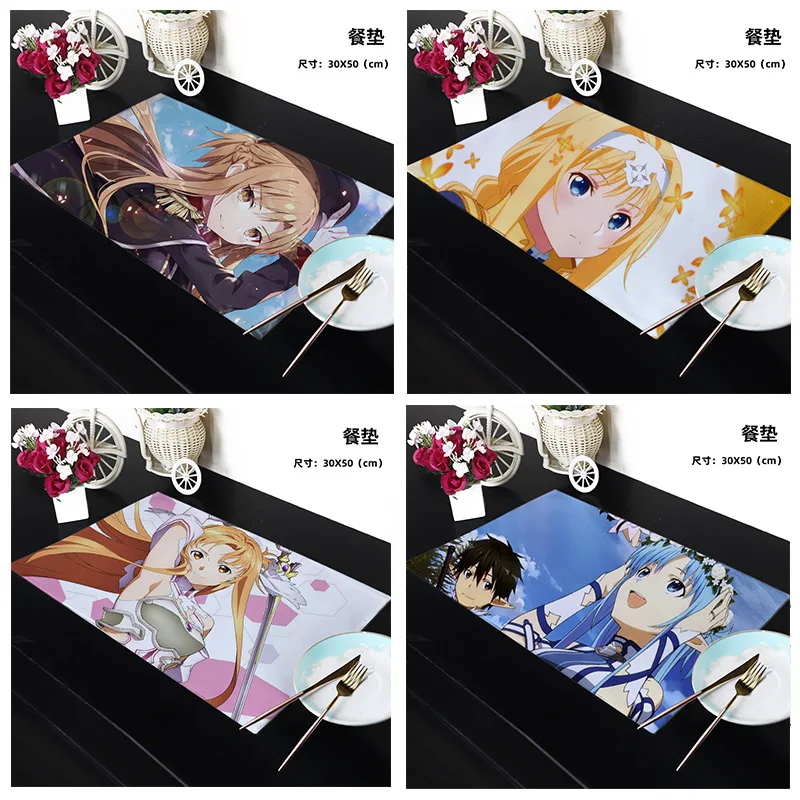 Sword Art Online 88741 Anime Customized Table Mat Cartoon Desk Mats Placemat Canvas Kitchen Household Decoration Gift | Дом и сад
