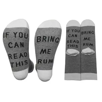 

Unisex Cotton Letters Novelty Crew Socks If You Can Read Bring Me A Rum Hosiery