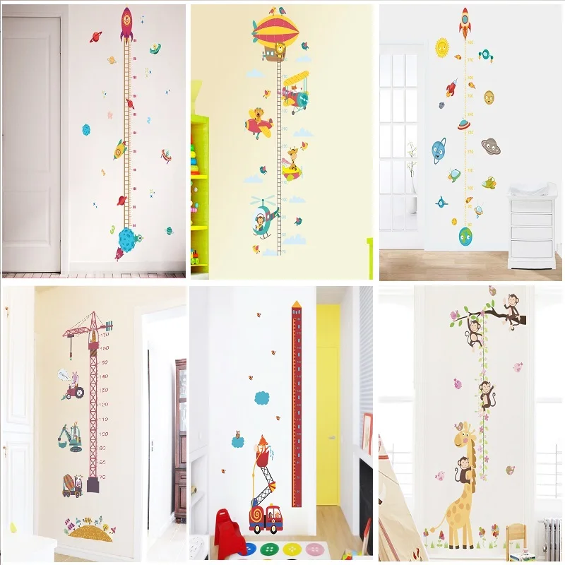 Cartoon balloon Measure Height Sticker Wall Stickers Kindergarten Kids Room Decor Children Height Ruler Stadiometer