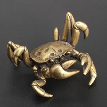 

Creative Mini Cute Vintage Brass Crab Animal Statue Tea Cup Holder Sculpture Home Office Desk Decoration Ornament Hand Toy Gift