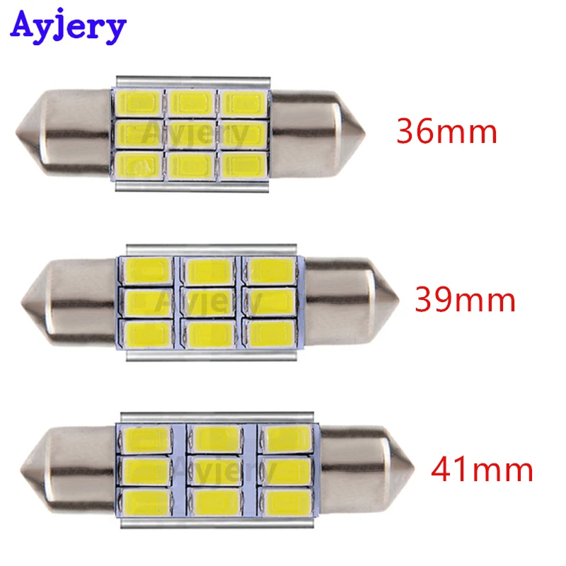 AYJERY 200 шт. Festoon C5W CANBUS 9 светодиодов 5630 5730 SMD Автомобильная купольная лампа для
