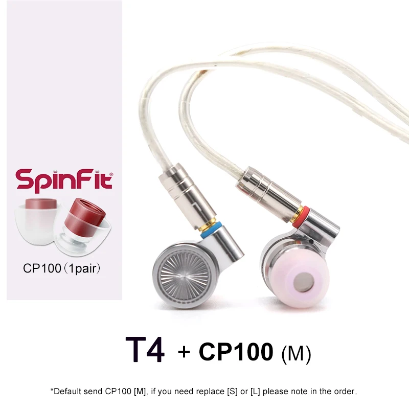 Tinhifi T4 10 мм CNT Динамический драйвер HIFI аудио наушники-вкладыши IEM MMCX кабель легко управлять - Цвет: T4 (with CP100)