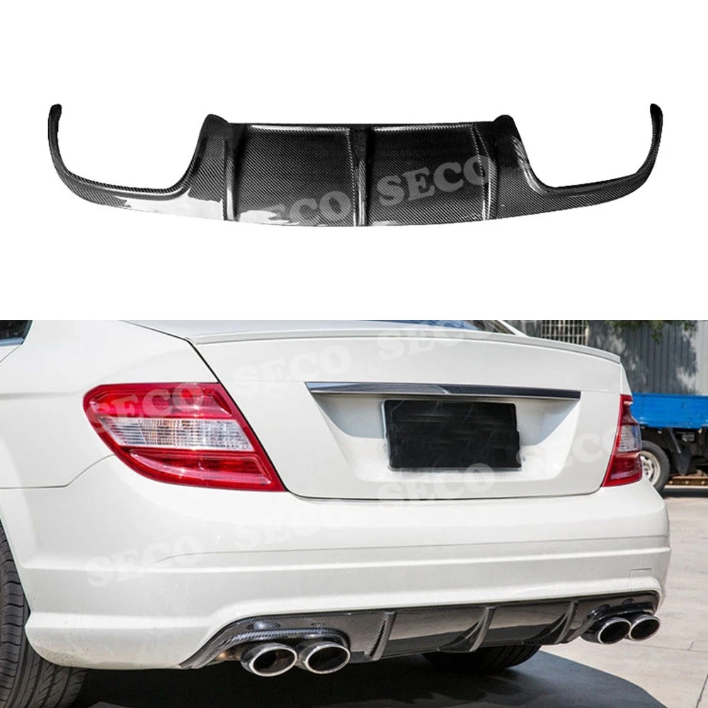 Карбоновый задний бампер спойлер для Mercedes Benz C Class W204 C63 AMG 2008-2011 плавники Акула Стиль диффузор