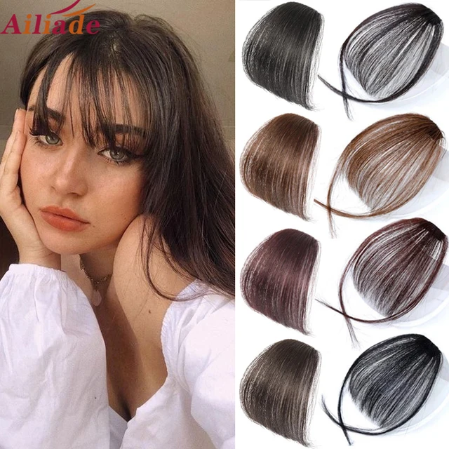 AILIADE Fake Blunt air Bangs hair Clip-In Extension Synthetic Fake Fringe Natural False hairpiece For Women Clip In Bangs
