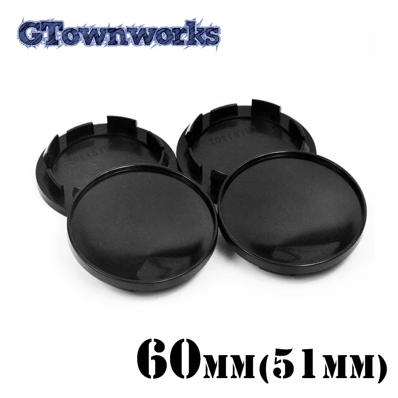 

4 pcs 60mm 50mm Plain Wheel Center Cap For Car Rim Black Hubcap Dust Cover