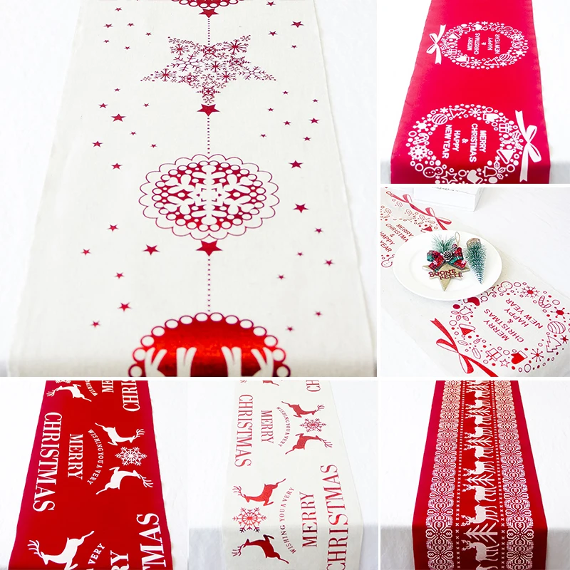 

Christmas Dining Table Runner Tablecloth Flag Xmas Party Venue Banquet Decor Beautiful Table Mat