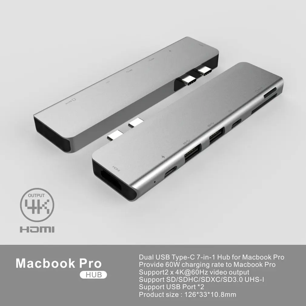 Тип-C концентратор Hdmi разъемом спецификации Usb type-C линия считыватель 7-в-1 док-станция для Macbook Pro компьютер внешние аксессуары