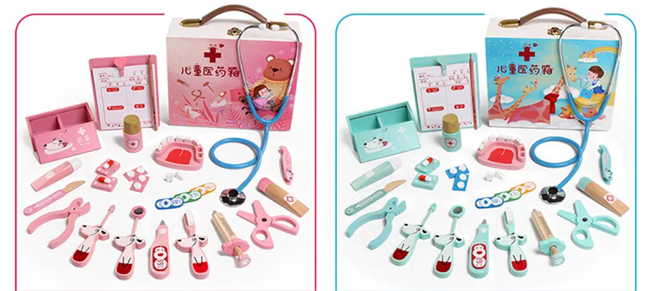 Детская игрушка для имитации доктора, медицинские игрушки, детский симулятор, домашний доктор, модель игрушки, медсестры, инъекции, деревянная коробка, медицинская коробка, игрушки