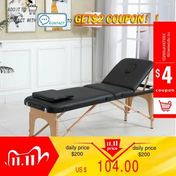 

Spa Table Adjustable Massage Bed 3 Fold Massage Couch Portable Salon Bed Alloy with square pillow Portable backpack