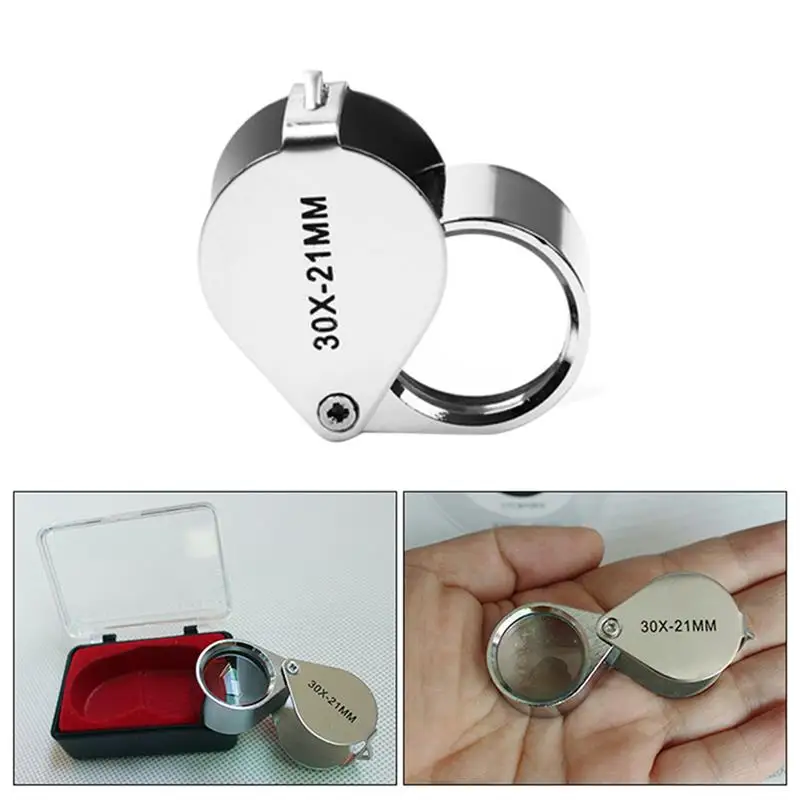 Folding Jewllery Loupe Portable Magnifying Glass Pocket Size 30X Magnification Metal jewelry magnifier jewelry magnifying glass magnifying glass