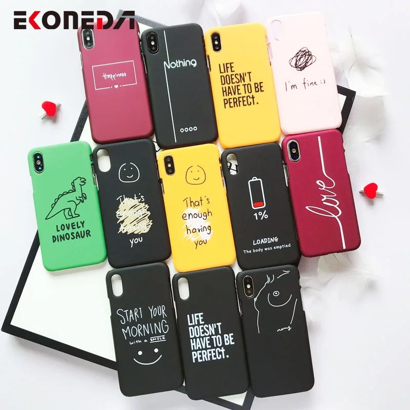

EKONEDA Plastic Case For iPhone 6S 7 8 X XR XS MAX Case Funny Lovely Pattern Coque For iPhone 7 case 6S 7 8 Plus Black Cover