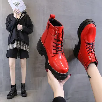 

Women's Shoes Platform British Style Increas Height Round Toe Modis Female Footwear Casual Sneaker Black Flats Autumn Clogs